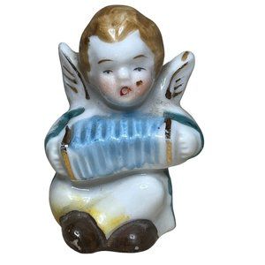 Made in Occupied Japan Vintage Porcelain Cherub with Accordion